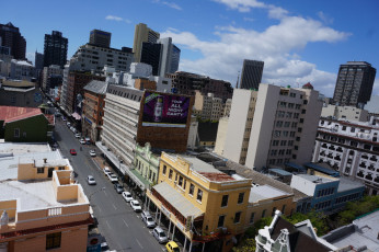 Blick auf Kapstadt von unserem Hostel Penthouse on Long